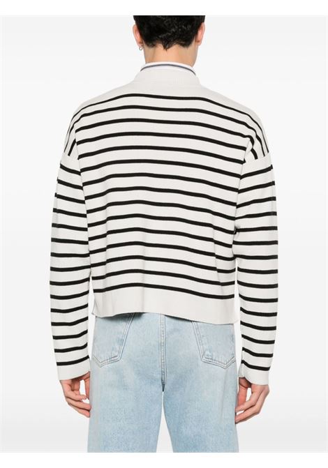 Black and white horizontal-stripe jumper - unisex AMI PARIS | UKS036KN0041194